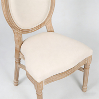 Chaise de salle à manger Louis XVI en bois de chêne brun de style français européen pour appartement, villa, parc, salon extérieur, mariages, événements