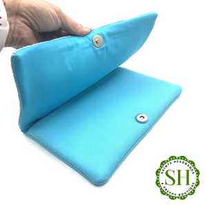 Saints Embroidered Polyester Handmade Rectangular Purse Headband Turquoise Textile Washable Snap Closure Daily Use - Product Image 4