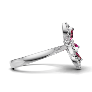 18K Gold Lab Grown Diamond Floral Flower <b>Ring</b> Pink Red Marquise Cut Luxury Statement Cocktail <b>Ring</b> - Product Image 2