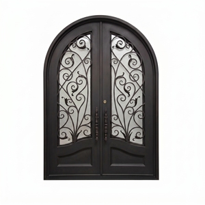 Puertas Dobles Modernas de Hierro Forjado Resistentes a la Oxidación para Uso Exterior con Patrones de Arco Decorativos, Seguridad Antirrobo, Estilo Real - Product Image 2