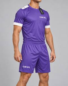 CLAW INTL ชุดเสื้อฟุตบอลชาย สีม่วง สีขาว คอกลม แขนสั้น โพลีเอสเตอร์ดูดซับความชื้น ทรงสปอร์ต ทุกฤดูกาล - Product Image 2
