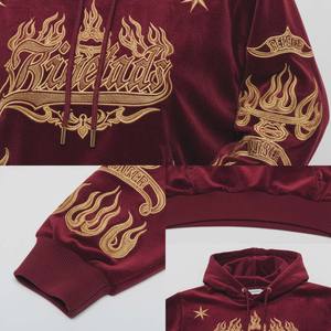 Sweat à capuche Y2K Streetwear pour femme, velours bordeaux épais de luxe, haute qualité 400 g/m², avec logo frontal, hiver automne - Product Image 4