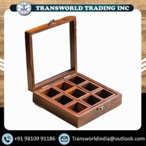 Wooden Spice <b>Box</b> with Compartments Handmade Rustic Kitchen Masala Dabba Storage <b>Container</b> for Home Restaurant Use - Product Image 2