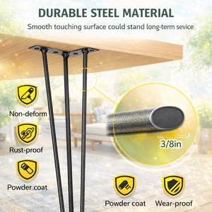 Easy Install Stainless Steel Square Dining <b>Table</b> <b>Legs</b> Heavy Duty Midcentury Furniture Base Industrial Style EDPTBL000 - Product Image 2