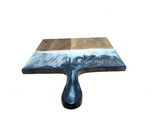 Gran oferta Rectangular hecho a mano decorado océano resina epoxi Acacia madera tablero para servir bandeja calidad artesanía queso Cocina - Product Image 3