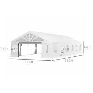 Tendone per Feste in Poliestere Bianco Resistente 5,9m x 11,9m, Grande Tenda Parasole per Matrimoni, Feste ed Eventi, Barbecue - Product Image 3