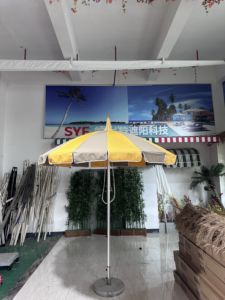 Paraguas de Pagoda de poste de aluminio de diseño moderno, sombrilla de playa roja y blanca para Patio, comedor, muebles de costilla de fibra de vidrio al aire libre - Product Image 6