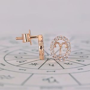 Boucles d'oreilles clous Aries taille ronde 0,32 TCW Diamant EF VS Platine 950 Style Halo Bijoux fins pour Femme Paire sophistiquée - Product Image 2
