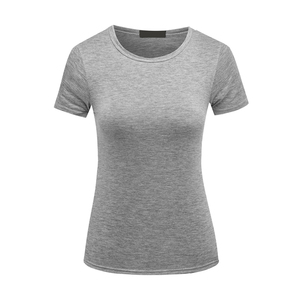 Camiseta de manga corta de alta calidad con cuello redondo y color sólido para mujer, camiseta de algodón lisa, camiseta informal para mujer, venta al por mayor. - Product Image 2