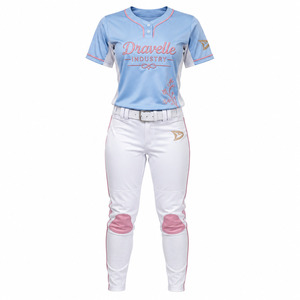 Ensemble de maillot et pantalon de softball pour femmes personnalisé, avec logo brodé en twill et kit de baseball sublimé haute performance - Product Image 2