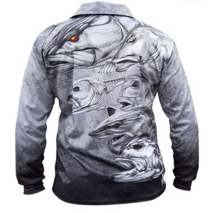 Chemise de pêche pour homme à col rond et manches longues, coupe classique, motif uni, séchage rapide, respirante, en coton/bambou, vêtement décontracté pour l'extérieur - Product Image 2