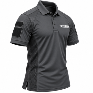 Polo de sécurité pour hommes de haute qualité, séchage rapide, empiècements latéraux en mesh, manches avec patch, couleur unie, logo personnalisé, polyester/coton, tout inclus - Product Image 3