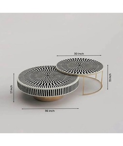 Table basse en os incrusté pour salon, décoration intérieure, table console d'angle de haute qualité, Angel Eco F S INTERNATIONAL, design moderne - Product Image 2