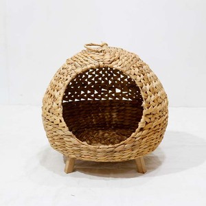 Woven Fiber Round Pet House with Carry Handle Breathable Nest for <b>Cats</b> & Dogs Indoor All Seasons Classic Waterproof - Product Image 5