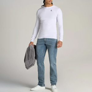 Camiseta Casual Transpirable de Manga Larga para Hombre, Talla Grande, Corte Mescal, de Algodón y Fibra de Bambú, sin Tejido, con Logotipo Personalizado en la Parte Delantera - Product Image 4