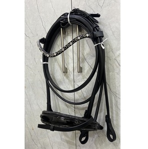 Brida redonda Weymouth para caballo con decoración de cristal y doble rienda - Product Image 1