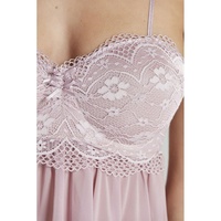Vente en gros de robes de nuit grande taille pour femmes vêtements de nuit pour femmes lingerie sexy une pièce polyester uni léger rose poudré