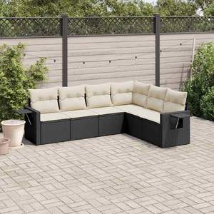 Juego de Muebles de Jardín Modulares de 6 Piezas en Ratán Sintético Negro para Patio - Product Image 1