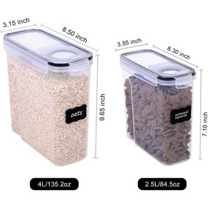 Set di 6 Contenitori Ermetici per Cereali Secchi Senza BPA, 4 da 4L + 2 da 2,5L, Dispenser in Plastica per Conservazione e Preservazione degli Alimenti - Product Image 3