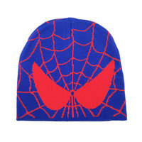 Gorro de Punto Jacquard de Spider-Man, 100% Lana, Ajustable, Rojo y Negro, Unisex, para Adultos, Gorro de Invierno de 56-58 cm, Informal, para Viajes y Playa
