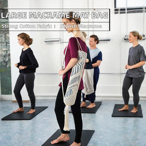 Bolsa de Yoga Grande de Algodón Tejido a Crochet, Tipo Tote, para Gimnasio y Fitness, Compatible con la Mayoría de las Esteras de Yoga - Product Image 2