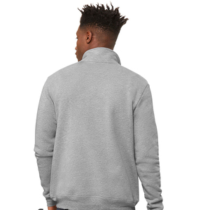 Sweat-shirt gris à col zippé pour homme, manches longues, couleur unie, décontracté, en coton tricoté, fermeture éclair, respirant - Product Image 2