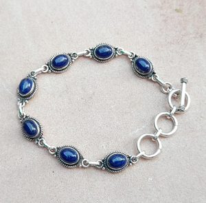 Natural Lapis Lazuli 925 Sterling Silver Adjustable <b>Bracelet</b> Natural Gemstone Jewelry Elegant <b>Boho</b> <b>Bracelet</b> for Women Men Gift - Product Image 3