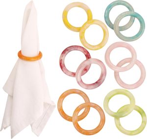 Modern Resin Napkin Rings <b>Set</b> 4.5cm Wide Colorful Stackable Table Decor - Product Image 3