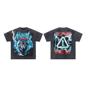 First Row Streetwear 260g Heavyweight Cotton T-shirt Oversized High Street Style Vintage Wash Custom Print in Stock Wholesale - Product Image 3