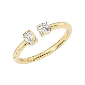 Toi Et Moi Diamond Stackable Rings 14k Solid Gold Emerald Round Lab Grown Two Stone Open <b>Gap</b> Minimalist Modern Jewelry Wholesale - Product Image 5