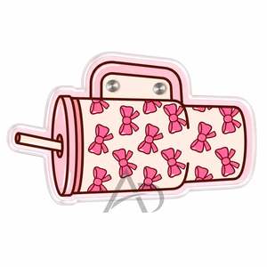 <b>Pink</b> Bow Print Tumbler Lash Tile Sustainable Acrylic Eyelash Tile Custom Logo Tumbler Shaped Aesthetic Beauty <b>Tool</b> - Product Image 4