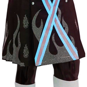 Kilt utilitaire pour homme, couleur bordeaux foncé, thème incendie, vêtements de travail pour pompiers et kilt d'extérieur, OEM ODM - Product Image 5