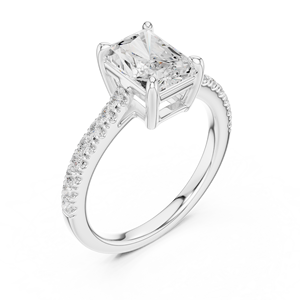 Anillo de Compromiso Vinson Project con Moissanita de Corte Radiante de 2 Quilates, Piedras Laterales con Pavé, Estilo Art Deco, Chapado en Oro de 14K - Product Image 4