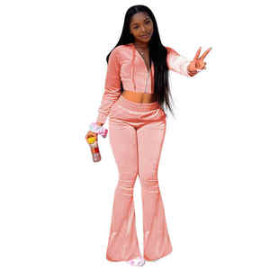 Ensemble de survêtement personnalisé pour femmes avec fermeture éclair, strass et design sur mesure, 450 g/m², personnalisable - Product Image 1