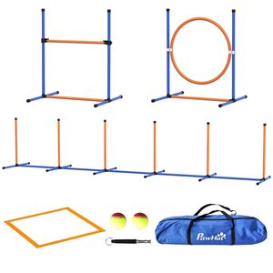 Set di Attrezzature per Addestramento Agility Cani Orange Dog, 4 Pezzi: Ostacoli Regolabili, Pali per Weave, Anello da Salto, Pause Box - Product Image 1