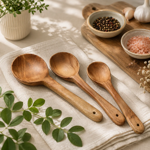 2 Cucharas Medidoras de Madera Natural, Cucharas Ecológicas de Madera para Café y Té - Product Image 1