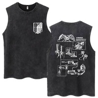 Débardeur sans manches pour homme BLIZ SPORTS WEAR, 100% coton, imprimé numérique, style vintage, col rond, décontracté d'été, modèle tricoté 220g