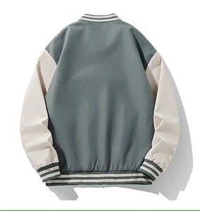 Men's Casual Baseball Jacket Zipper Winter Trend Thin <b>Tooling</b> Uniform Youth Letter Pattern Embroidery Decoration Puff Canvas - Product Image 3