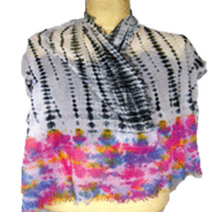 Bufanda de algodón hecha a mano con efecto tie-dye, ligera, transpirable, con diseño artístico único, chal étnico tradicional largo de verano para mujer - Product Image 3