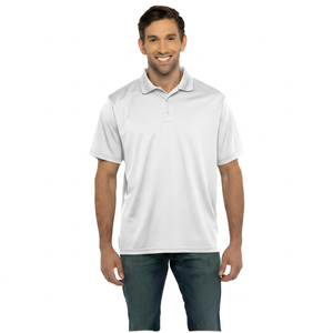 Polo de Manga Corta para Hombre, Tejido Sólido, 100% Poliéster, Transpirable, Corte Regular, Azul Marino - Product Image 2