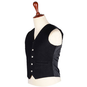 Gilet écossais artisanal haut de gamme à 5 boutons, gilet formel en laine noire à motif Argyle - Product Image 1
