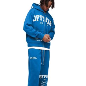 Conjunto de chándal con cremallera y sudadera para hombre, chándal personalizado de retazos de algodón y poliéster para hombre - Product Image 6