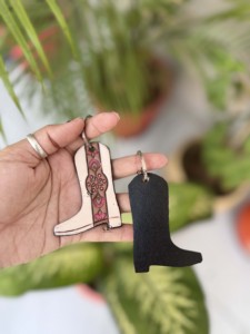 Unique Cowhide <b>Boot</b>-Inspired Design Hand Tooled Leather Key <b>Chain</b> Handmade genuine leather Key Earrings Unisex Gift Accessory - Product Image 3