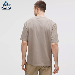 Camisetas de Hombre Color Caqui Lisas con Logotipo Personalizado de Fábrica, Algodón Grueso, Cuello Redondo Acanalado, Corte Regular, Camisetas Casuales para Hombre - Product Image 2