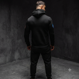 Sweat à capuche homme en molleton biologique français à manches régulières avec poche kangourou - Noir, imprimé sérigraphié, broderie 3D, design doublé, tailles personnalisées - Product Image 2