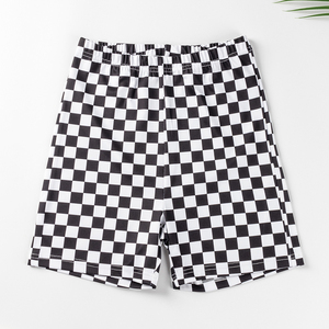 High Waist <b>Plaid</b> Biker <b>Shorts</b> Women Casual Elastic Waist Breathable Knitted Spandex Polyester High Stretch for Stone Wash - Product Image 5