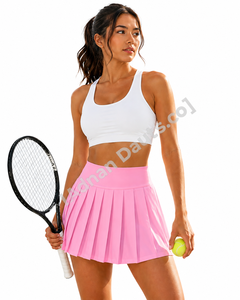 High Quality Custom Logo Pleated <b>Mini</b> Tennis Skirt Women High Waisted Breathable 100% Polyester Wholesale Golf Skirt - Product Image 4