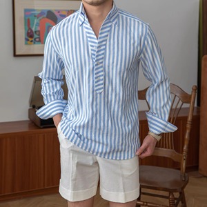 เสื้อเชิ้ตผู้ชายปักลายผ้าบับเบิ้ลเนื้อบางเบา ระบายอากาศได้ดี แขนยาว สไตล์ทางการ สำหรับฤดูใบไม้ร่วงแบบอิตาลี ป้องกันรอยยับ - Product Image 2