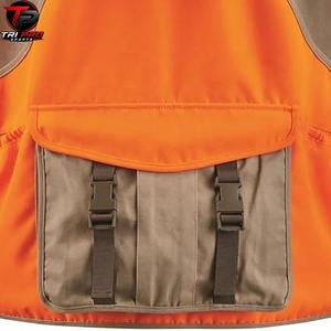 Gilet utilitaire matelassé orange pour homme, col en V, multi-poches, haute visibilité, pour la chasse, la pêche, gilet de sécurité léger - Product Image 4