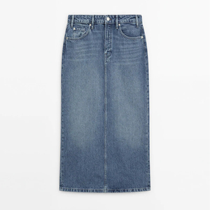 Wholesale Fashion Women's New Design Vintage Classic Women Long Blue Jeans Skirt Women Denim Jean Skirts for Ladies - Product Image 2